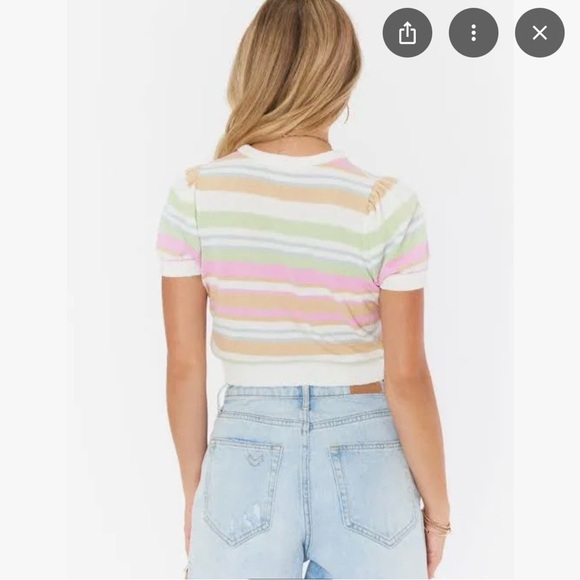 Show Me Your Mumu Simple Stripe Knit Sweater Multicolor Crop Top Medium - Picture 3 of 8